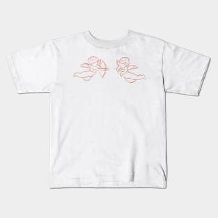 cupid lovers vintage red print two angels Kids T-Shirt